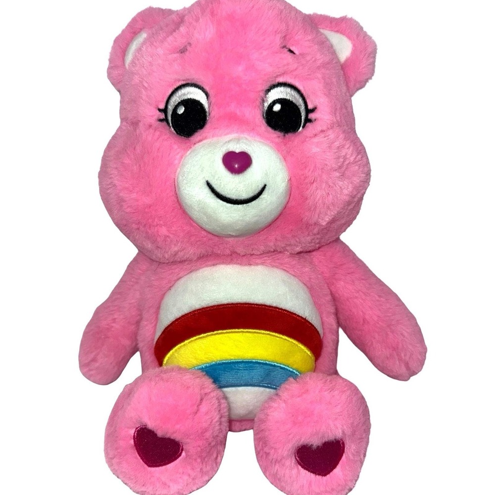 Care Bears Unlock the Magic Cheer Bear Pink Rainbow Plush Retired 14 inch